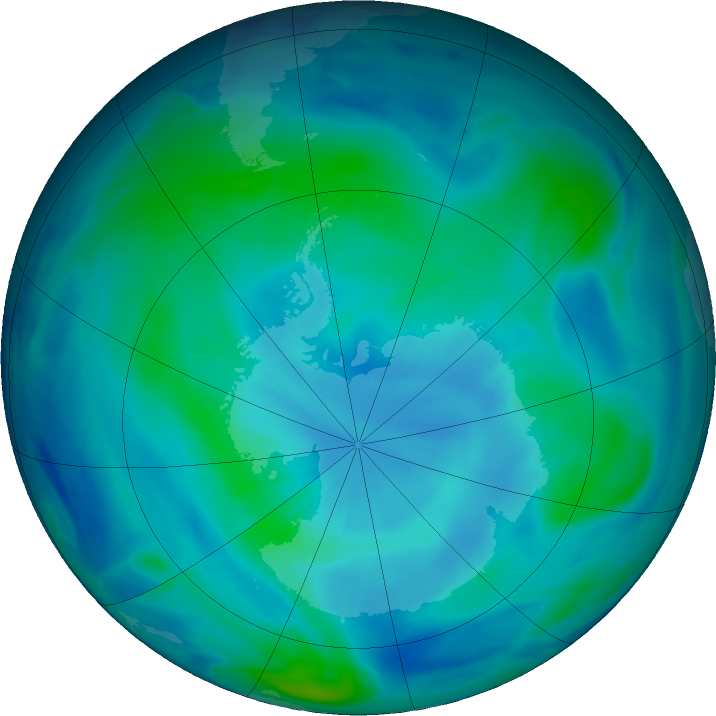 Antarctic ozone map for 07 March 2023